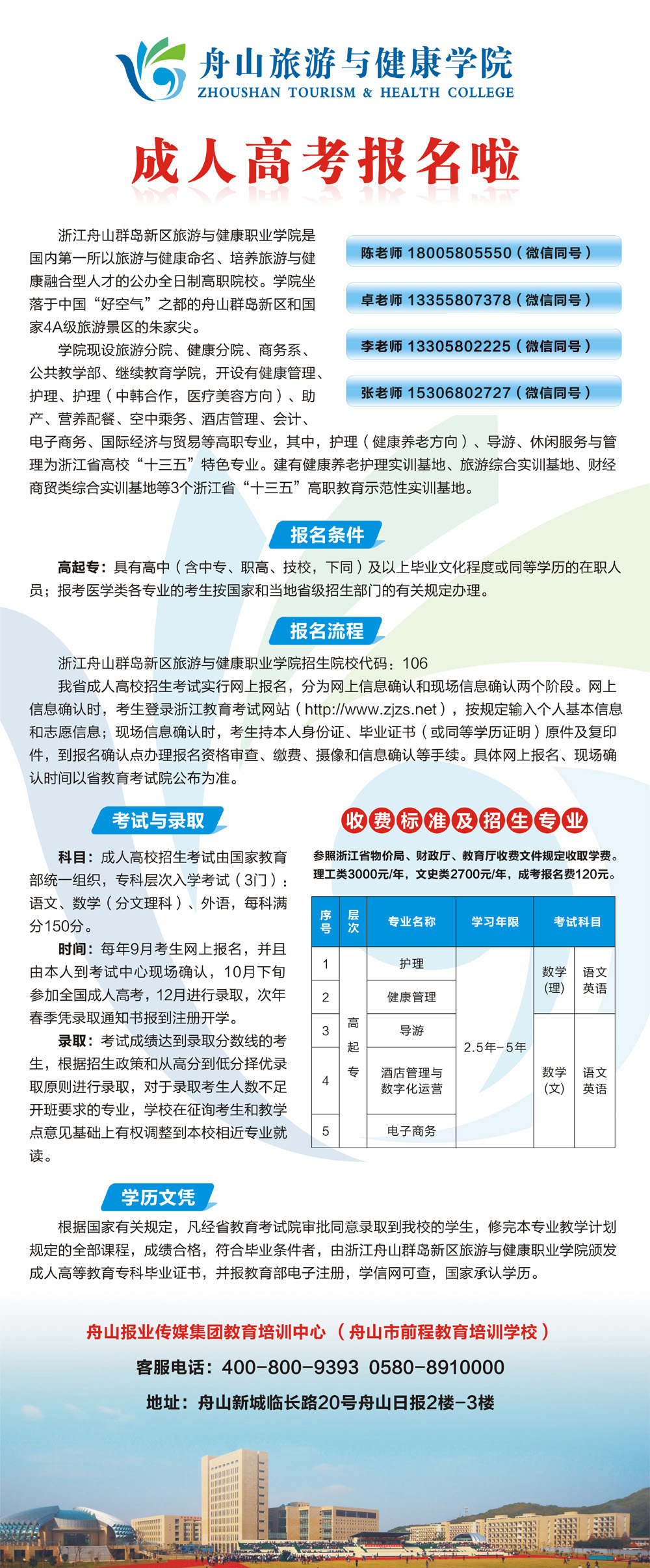 旅游與健康學(xué)院成人高考招生信